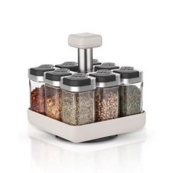 10 Sets Kitchen Square Rotary Stainless Steel Spice Container Storage Bottle Set