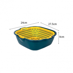 5Pcs Double Layer Vegetable Washing Drainage Leakage Basket