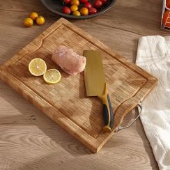 3Pcs Thick Bottom Textured Bamboo Cutting Board with Metal Handle