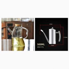 Wholesale of Large Capacity Glass and Stainless Steel Kitchen Oil Bottle